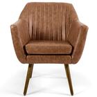 Poltrona Dani Tressê Pés Palito Madeira Corano Marrom Domi