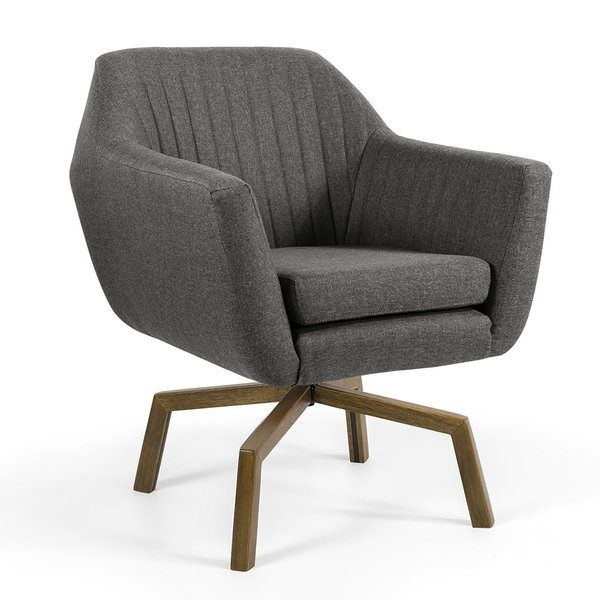 Poltrona Dani Tressê Poliéster Cinza Escuro B-163 Base Spider