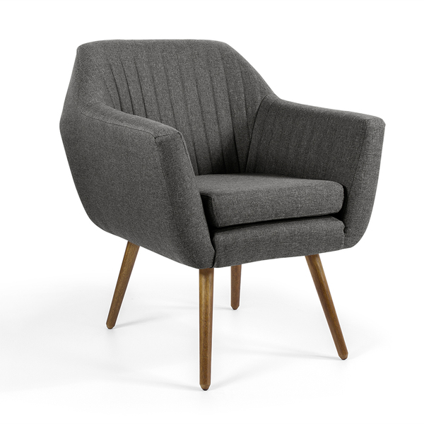 Poltrona Dani Tressê Poliéster Cinza Escuro B-163 Pés Palito