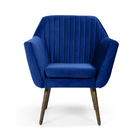 Poltrona Dani Tressê Veludo Azul Oxford B-304 Pés Palito Made