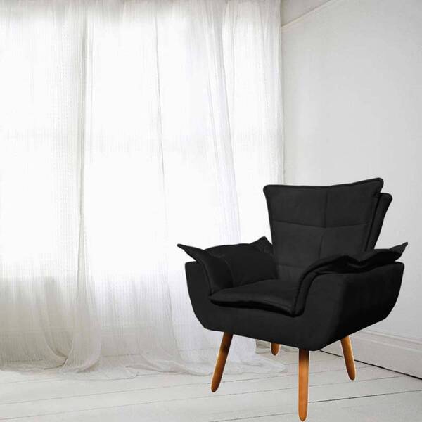 Poltrona Dante Pés Palito Preta Bnn Decor