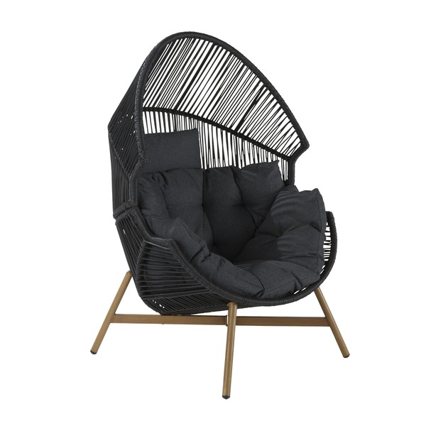 Poltrona para Jardim de Aço e Vime sem Braço Atys Preto 1,42x1mx98cm Naterial