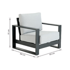 Poltrona para Jardim de Alumínio Cinza com Braço 91x95x88cm Athena Naterial