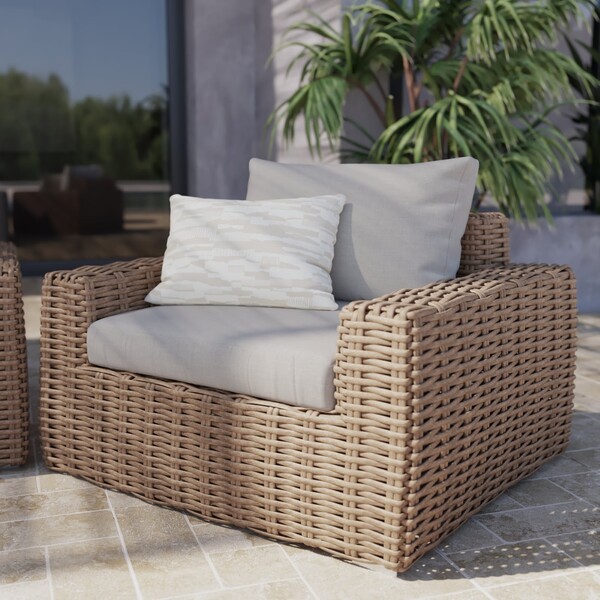 Poltrona de Jardim Alumínio e Rattan Com Braço Ayamo Marrom 80x107x88cm Naterial