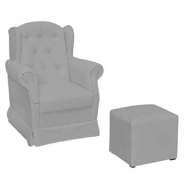 Poltrona De Amamentação Alice Com Balanço E Puff Corano Cinza