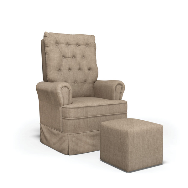 Poltrona De Amamentação Balanço E Puff Laura Base Madeira Lin