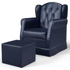 Poltrona De Amamentação Balanço E Puff Lucy P04 Sintético Azu