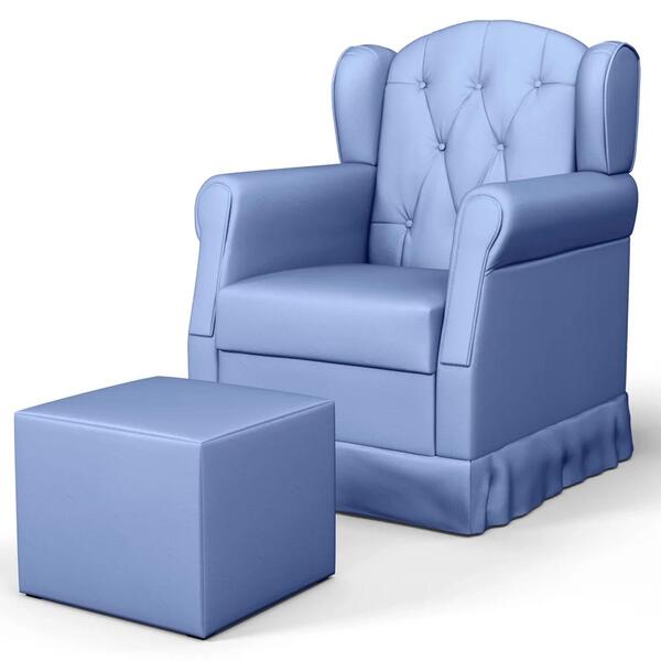 Poltrona De Amamentação Balanço E Puff Lucy Z39 Sintético Azu