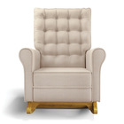 Poltrona De Amamentação Balanço E Puff Manu Base Madeira Linh