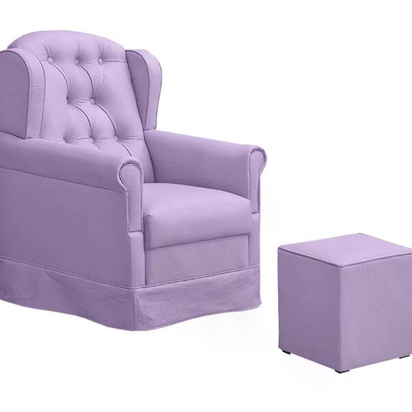 Poltrona De Amamentaçao Balanço Livia Com Puff Corano Lilas F