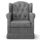 Poltrona De Amamentação Balanço Lucy P04 Linho Cinza Escuro -