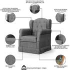 Poltrona De Amamentação Balanço Lucy Z39 Linho Cinza Escuro -