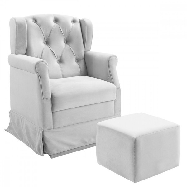 Poltrona De Amamentação Balanço Puff Ternura Corano Branco