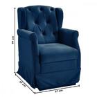 Poltrona De Amamentação Balanço Puff Ternura Veludo Azul