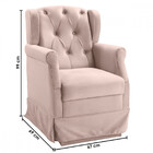 Poltrona De Amamentação Balanço Puff Ternura Veludo Rosa