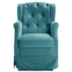 Poltrona De Amamentação Balanço Ternura Tecido Veludo Ciano