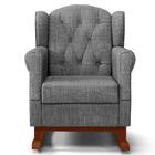 Poltrona De Amamentação Base Madeira Balanço Lucy P04 Linho C