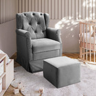 Poltrona De Amamentação Cadeira De Balanço Com Puff Ternura V