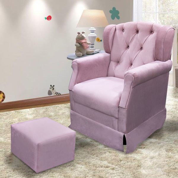 Poltrona De Amamentação Cadeira De Balanço Com Puff Ternura V