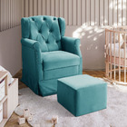 Poltrona De Amamentação Cadeira De Balanço Com Puff Ternura V