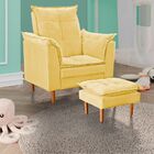 Poltrona De Amamentação Celine Com Puff Suede Amarelo