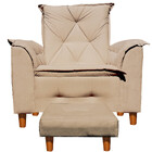 Poltrona De Amamentação Celine Com Puff Suede Capuccino