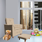 Poltrona De Amamentação Celine Com Puff Suede Capuccino