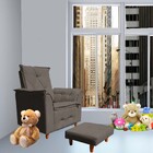 Poltrona De Amamentação Celine Com Puff Suede Marrom