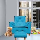 Poltrona De Amamentação Celine Com Puff Suede Turquesa