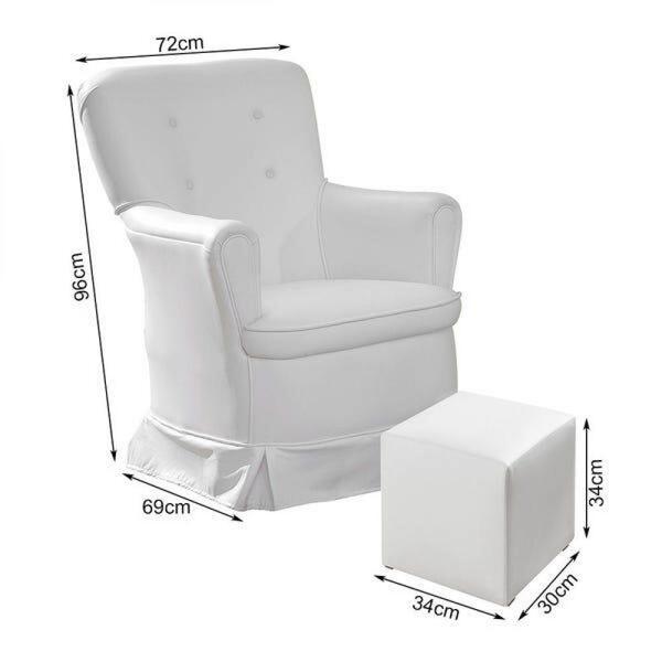 Poltrona De Amamentação Com Balanço Aconchego Puff Branca