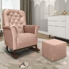 Poltrona De Amamentação Com Balanço Agatha Pé Canoa E Puff -