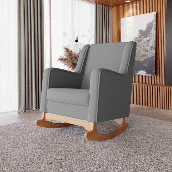 Poltrona De Amamentação Com Balanço Aquila Linho Cinza