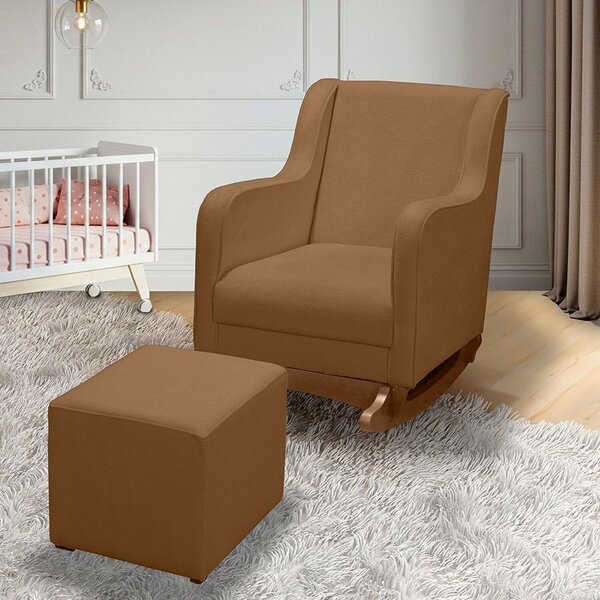 Poltrona De Amamentação Com Balanço Bouclê Com Puff Aquila Pl
