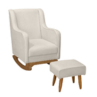 Poltrona De Amamentação Com Balanço E Puff Ariely Bouclê Off