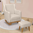 Poltrona De Amamentação Com Balanço E Puff Ariely Linho Bege