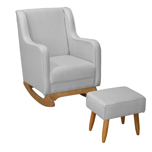 Poltrona De Amamentação Com Balanço E Puff Ariely Linho F06 -