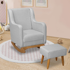 Poltrona De Amamentação Com Balanço E Puff Ariely Linho F06 -