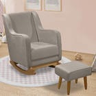 Poltrona De Amamentação Com Balanço E Puff Ariely Veludo F06