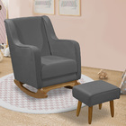 Poltrona De Amamentação Com Balanço E Puff Ariely Veludo F06