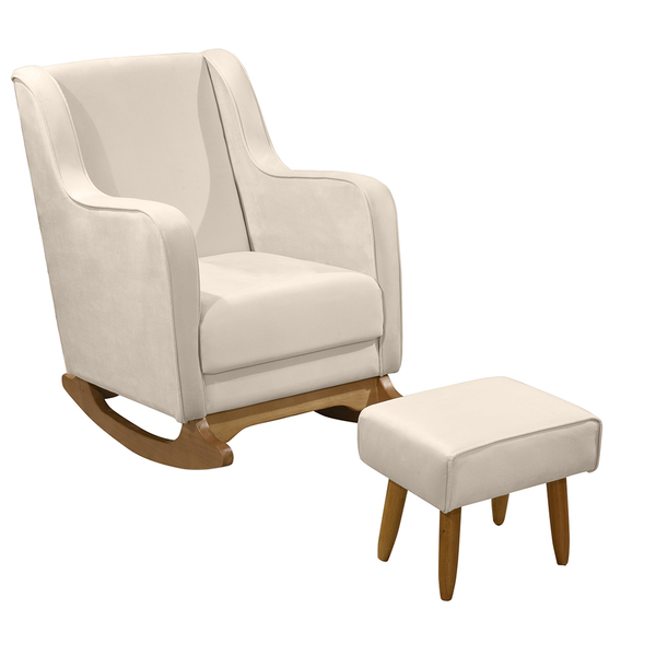 Poltrona De Amamentação Com Balanço E Puff Ariely Veludo F06