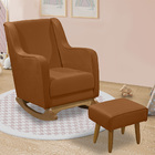 Poltrona De Amamentação Com Balanço E Puff Ariely Veludo F06