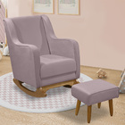 Poltrona De Amamentação Com Balanço E Puff Ariely Veludo Rosê