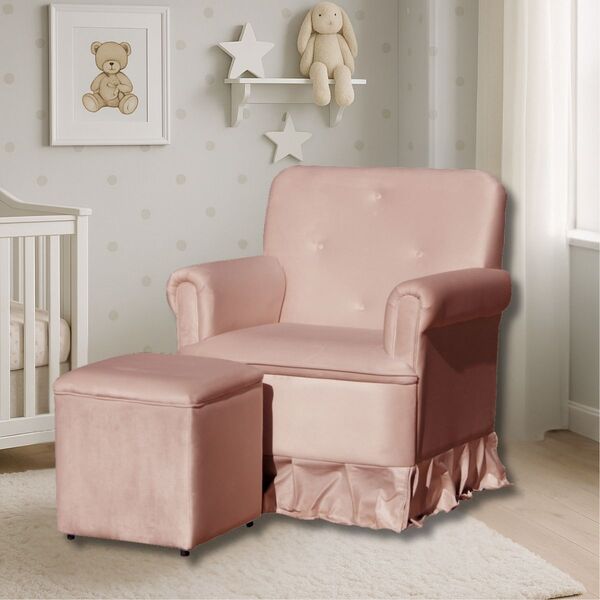 Poltrona De Amamentação Com Balanço E Puff Cecilia Veludo  Ve