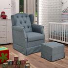 Poltrona De Amamentação Com Balanço E Puff Chumbo Mpozenato