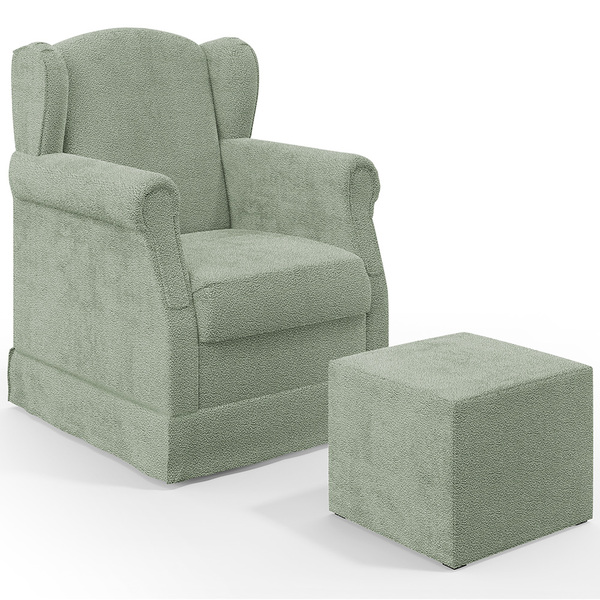 Poltrona De Amamentação Com Balanço E Puff Elisa P02 Bouclê O