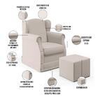 Poltrona De Amamentação Com Balanço E Puff Elisa P02 Linho -