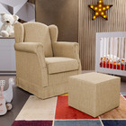 Poltrona De Amamentação Com Balanço E Puff Elisa P02 Linho Be