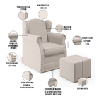 Poltrona De Amamentação Com Balanço E Puff Elisa P02 Linho Cr