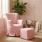 Poltrona De Amamentação Com Balanço E Puff Em Corino Rosa Bár