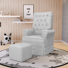 Poltrona De Amamentação Com Balanço E Puff Laura Linho Base D